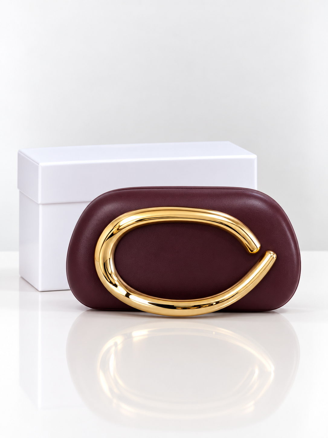 Aurelia Sculpted Evening Clutch – Burgundy &amp; Gold