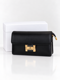 Monique Classic Flap Purse – Black &amp; Gold