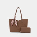 Aria 2-Piece Elegant Tote &amp; Wallet Set – Mocha Brown