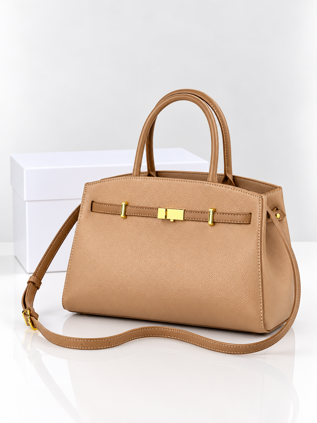 Aurelia Classic Structured Handbag – Caramel Tan